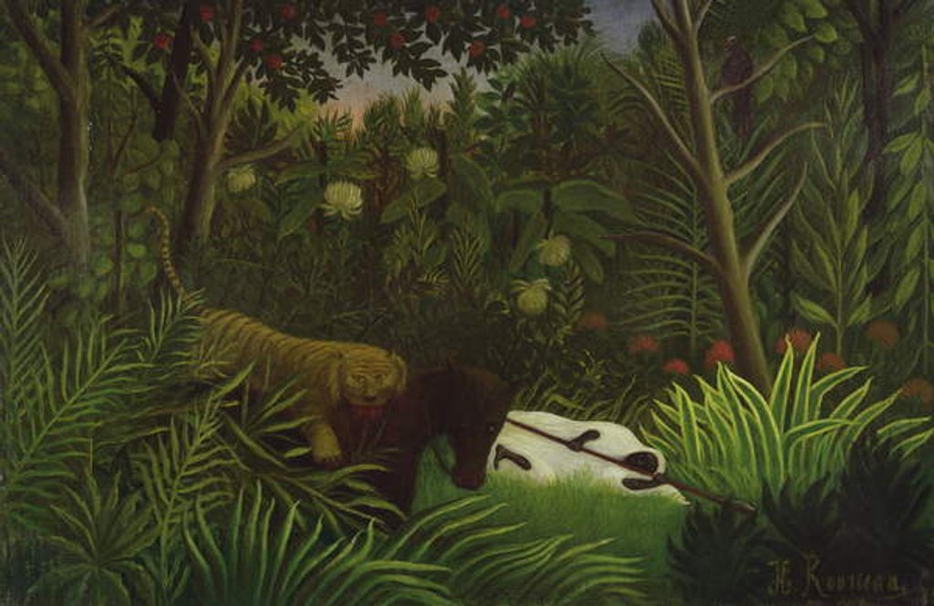 Detail of Tiger Attacking a Horse and a Sleeping Black Man by Henri J.F. Rousseau