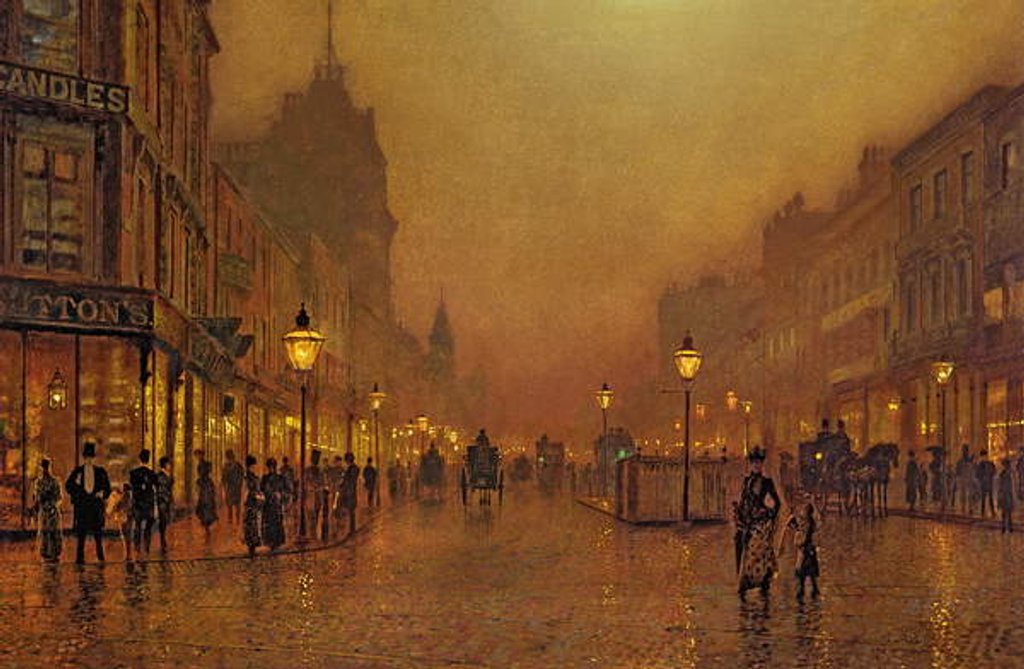 Detail of A Street at Night by John Atkinson Grimshaw