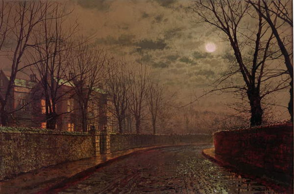 Detail of Moonlit Street Scene, 1882 by John Atkinson Grimshaw