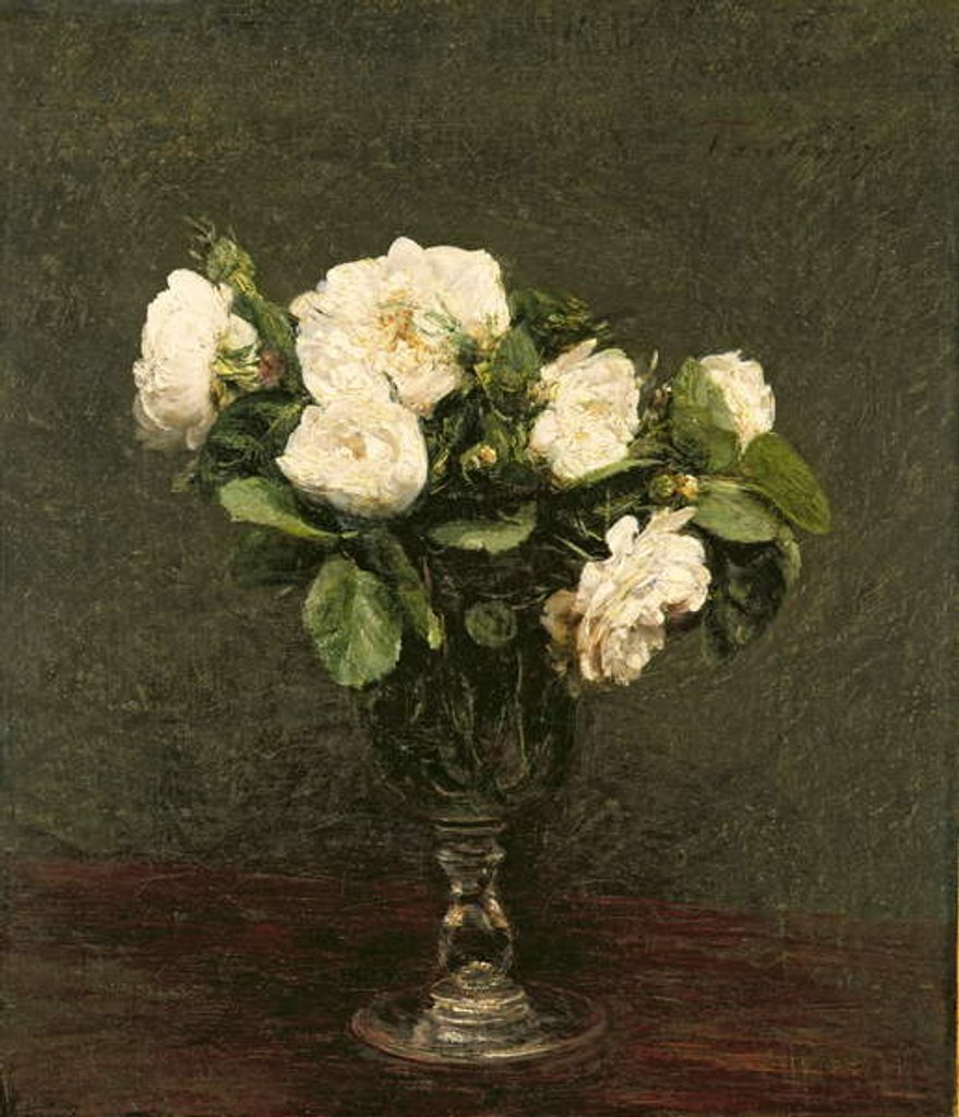 Detail of White Roses, 1875 by Ignace Henri Jean Fantin-Latour