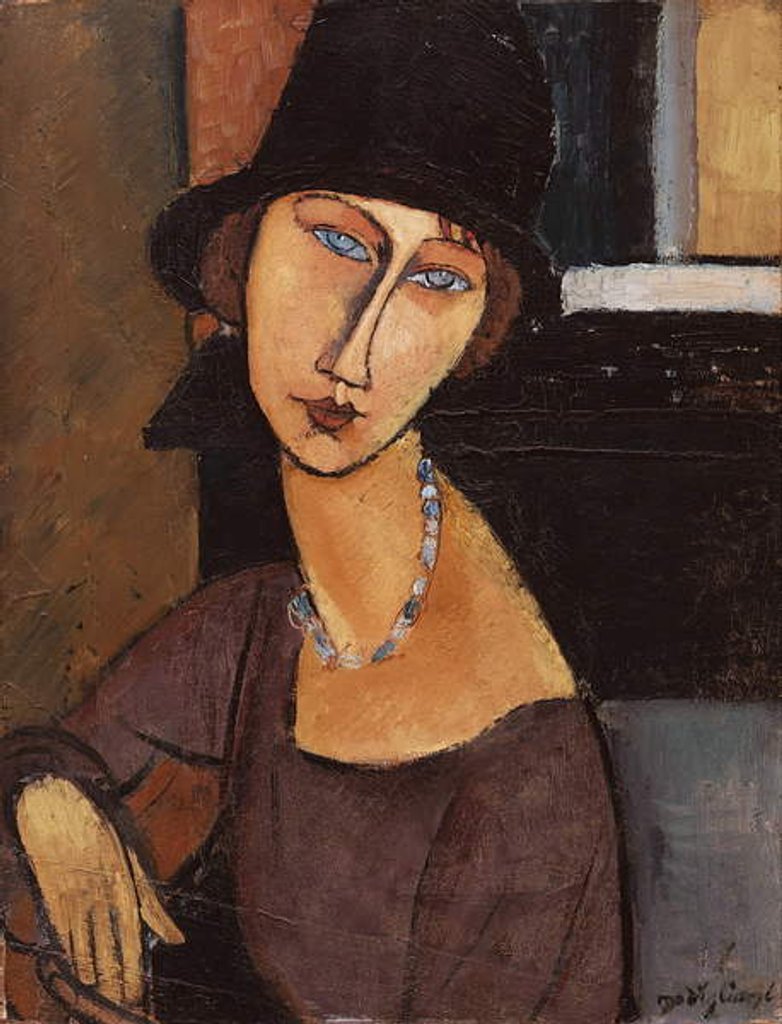 Detail of Jeanne Hebuterne wearing a hat, 1917 by Amedeo Modigliani