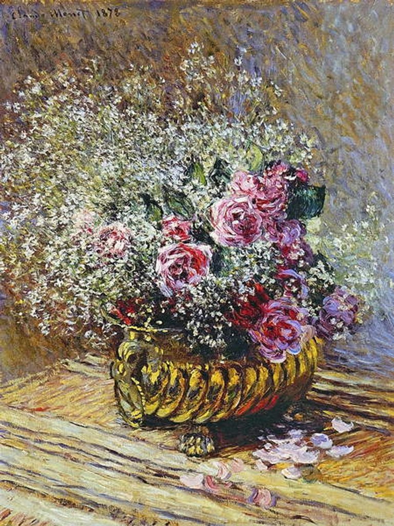Detail of Roses in a Copper Vase, 1878 by Claude Monet