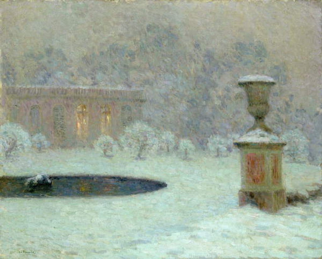 Detail of The Trianon Under Snow, c.1905 by Henri Eugene Augustin Le Sidaner