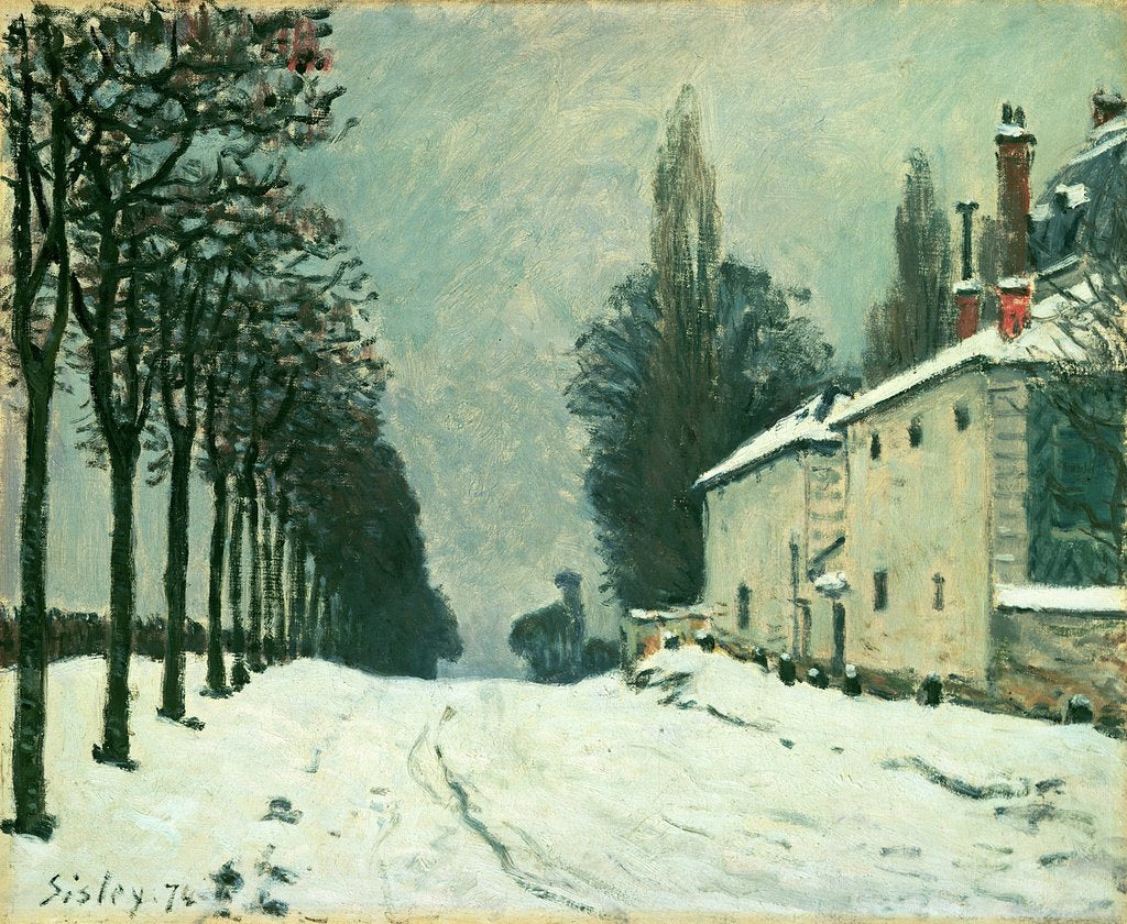 Detail of La Route de Louveciennes, Hiver, 1874 by Alfred Sisley