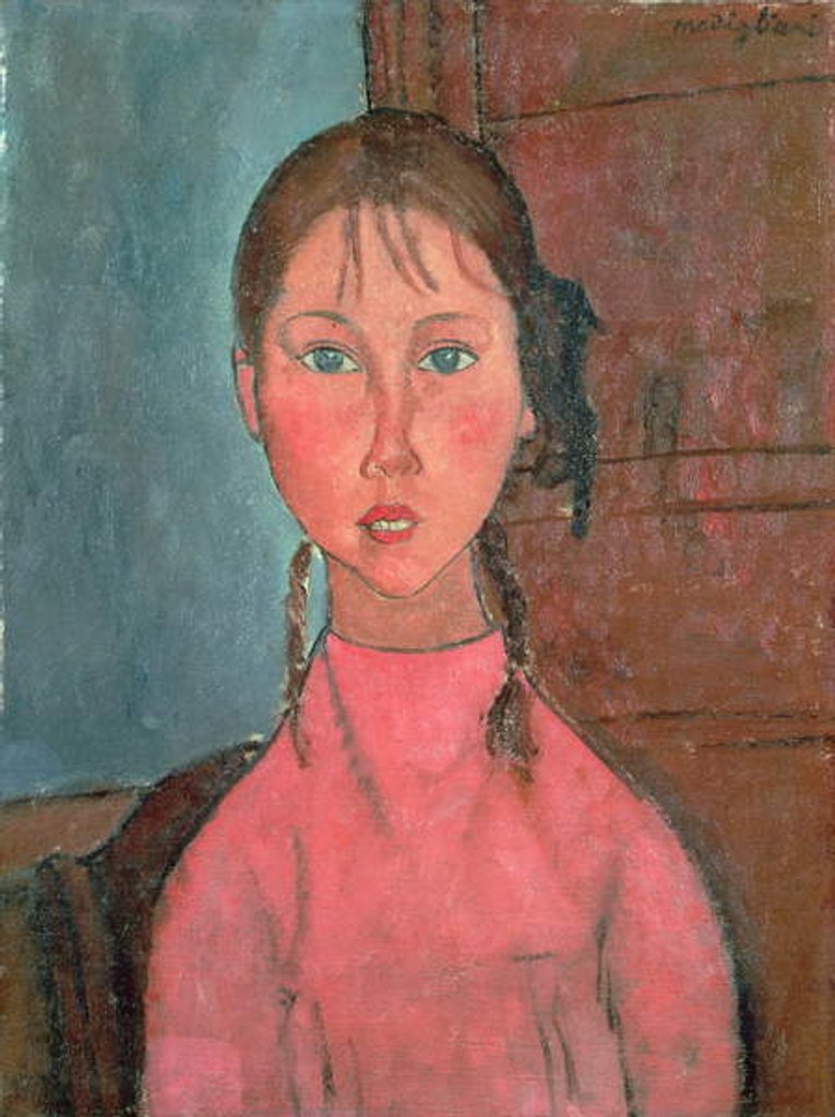 Detail of Girl with Pigtails, c.1918 by Amedeo Modigliani