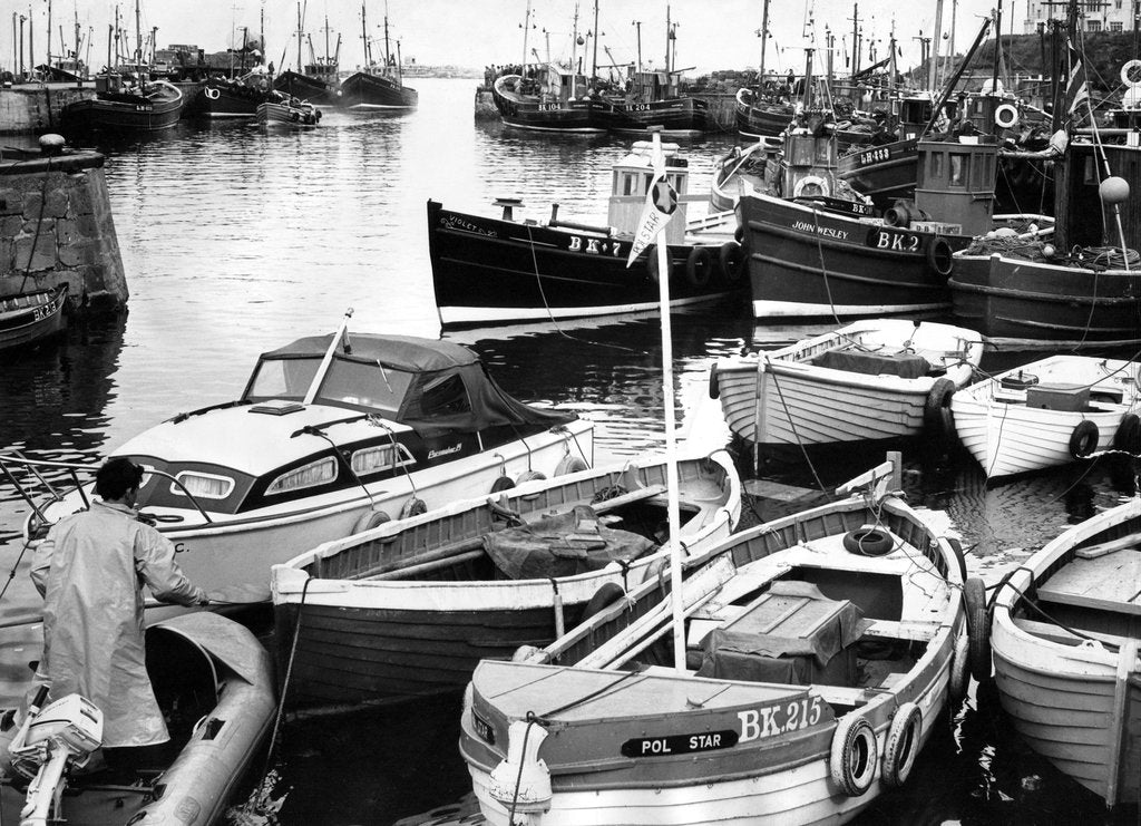 Detail of The crowded harbour at the coastal village of Seahouses by NCJ