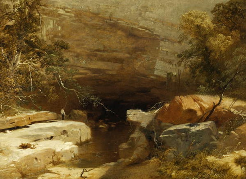 Detail of Landscape, Porth-yr-ogof, Vale of Neath by James Baker Pyne