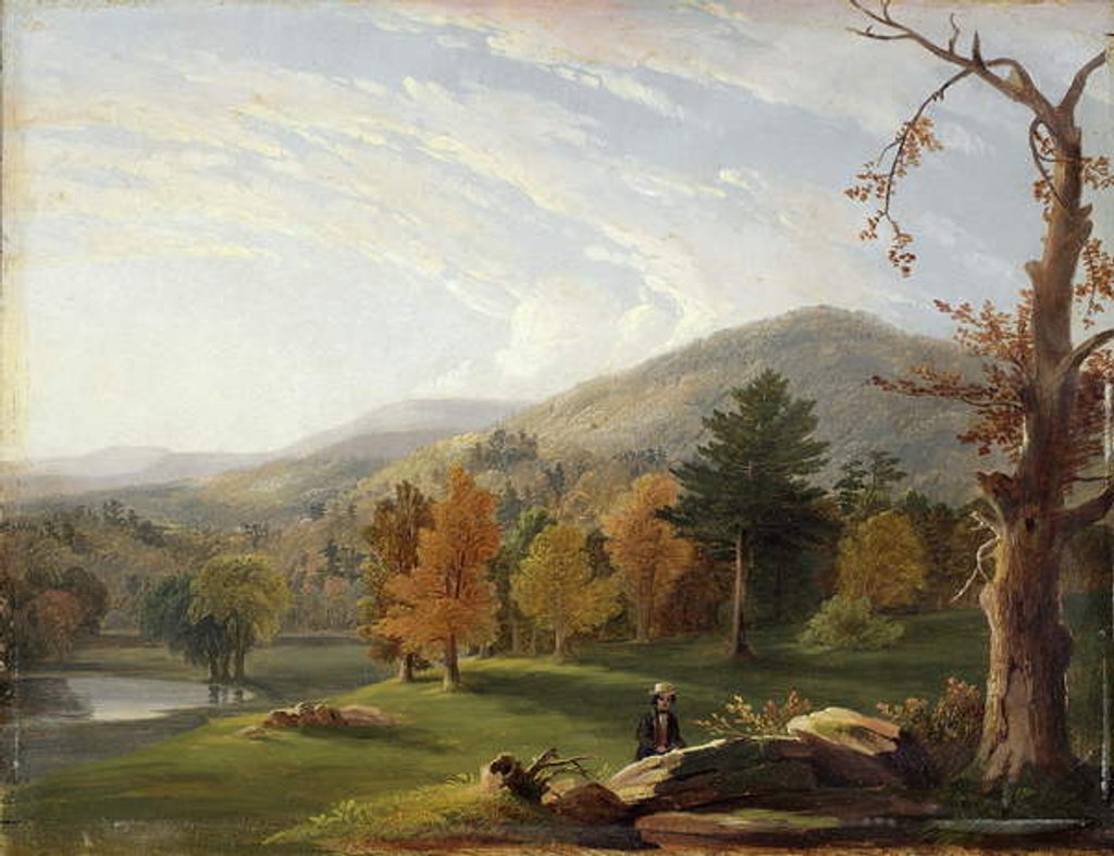 Detail of View Among the Helderbergs, Catskills in the Distance, 1850 by James McDougal Hart