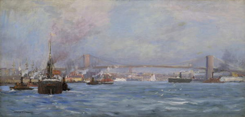 Detail of The East River, NYC, 1904 by Carlton Theodore Chapman