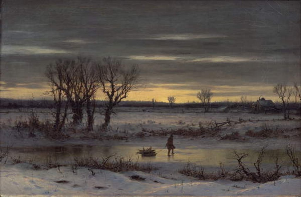 Detail of Winter Twilight Near Albany, 1858 by George Henry Boughton