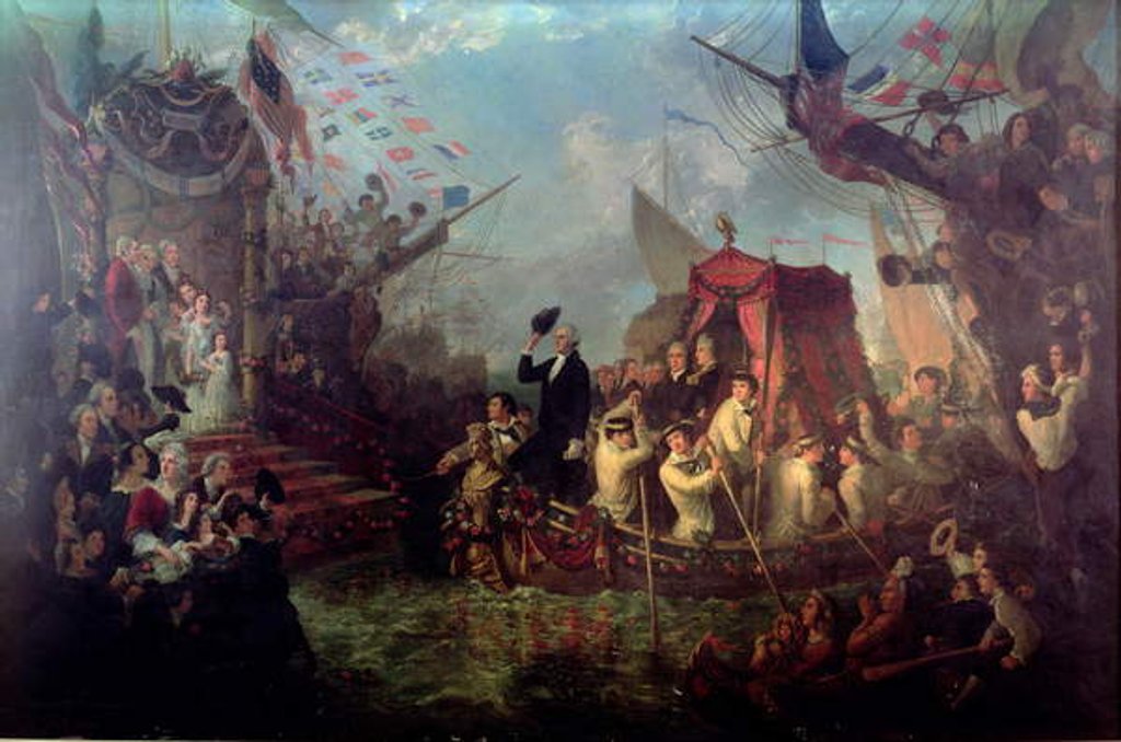 Detail of George Washington arriving in New York City, April 30, 1789 by Arsene Hippolyte Rivey