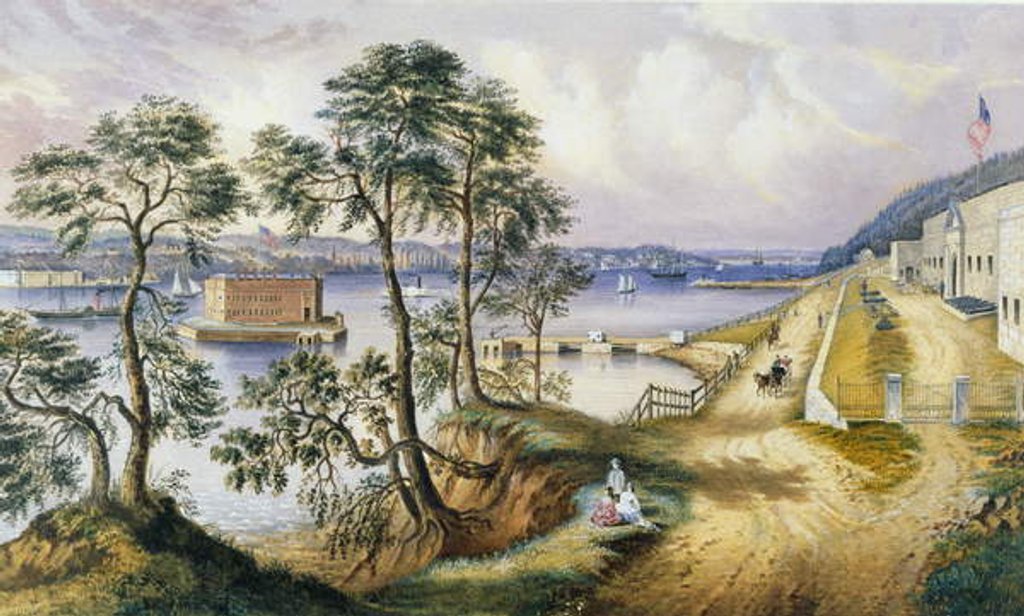Detail of Staten Island and the Narrows from Fort Hamilton, N.Y., c.1861 by Frances Flora Bond Palmer