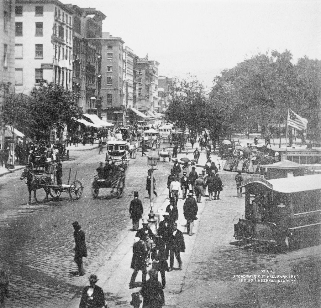 Detail of Broadway and City Hall Park by Anonymous