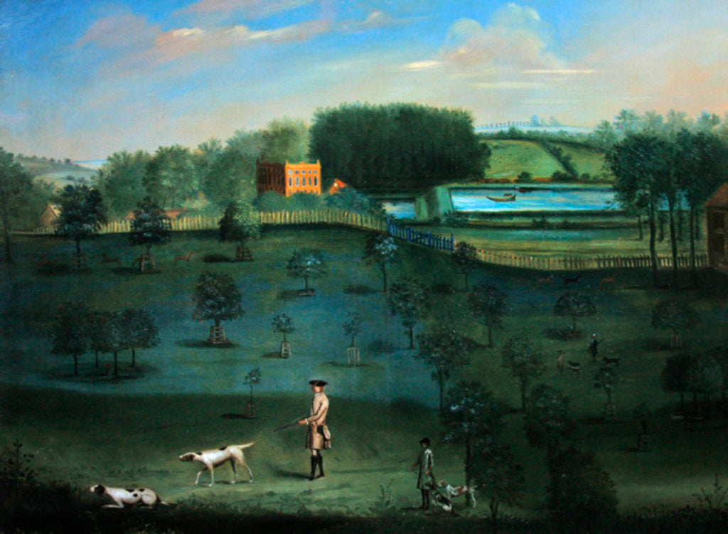 Detail of Country house scene with deer and arboretum by Balthasar Nebot