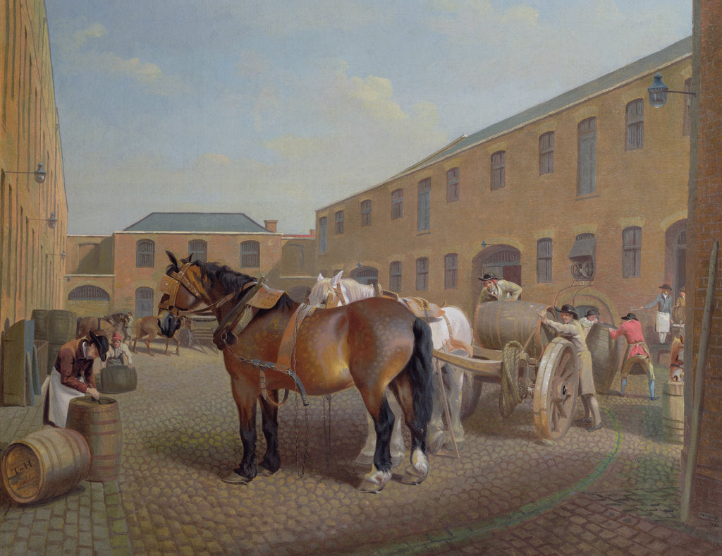 Detail of Loading the Drays at Whitbread Brewery, Chiswell Street, London, 1783 by George Garrard