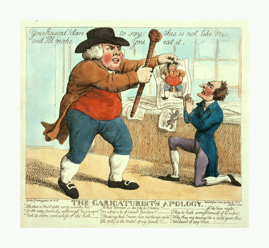 Detail of The caricaturist's apology by Giles Grinagain