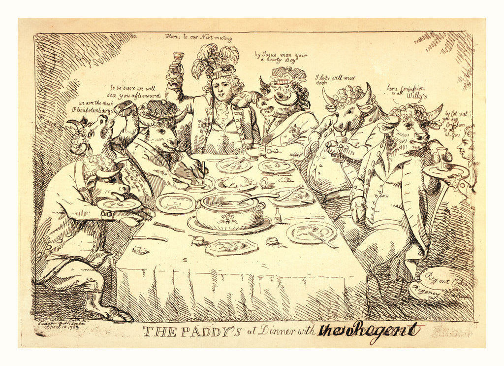 Detail of The paddy's at dinner with Puddinghead, the Regent, London, 1789 by Anonymous