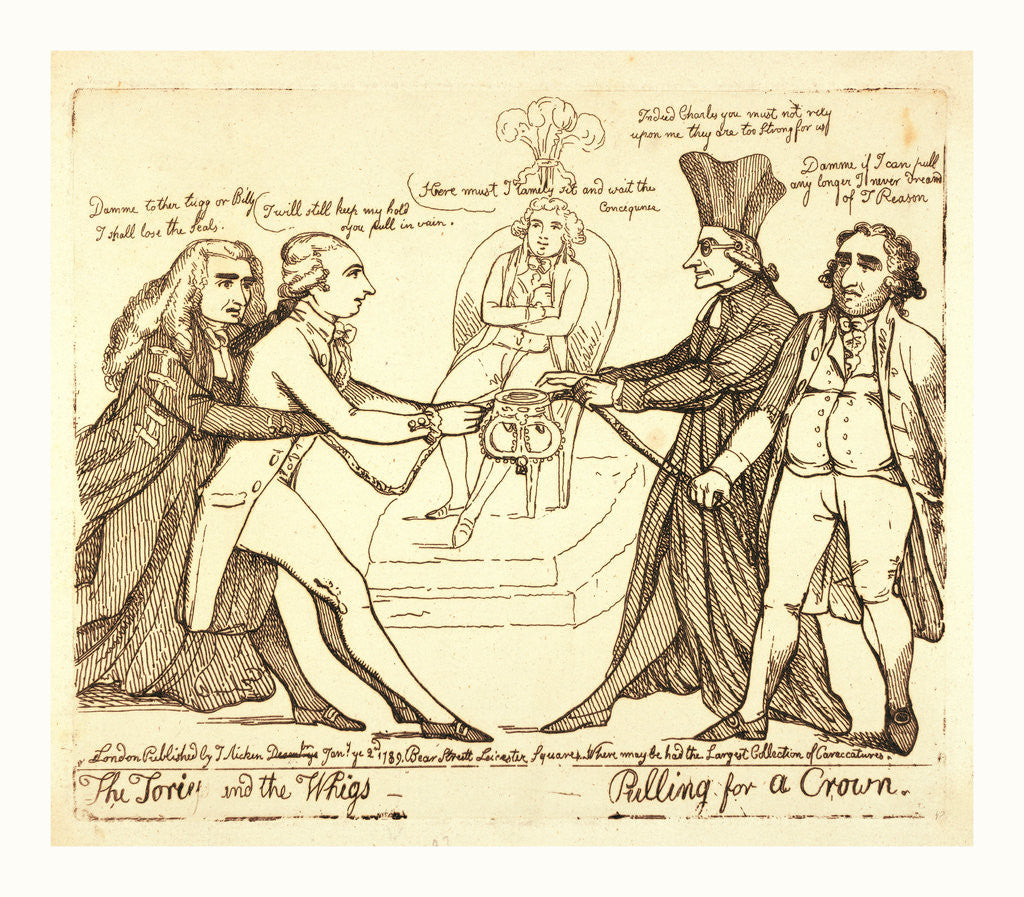 Detail of The Tories and the Whigs pulling for a crown by Anonymous