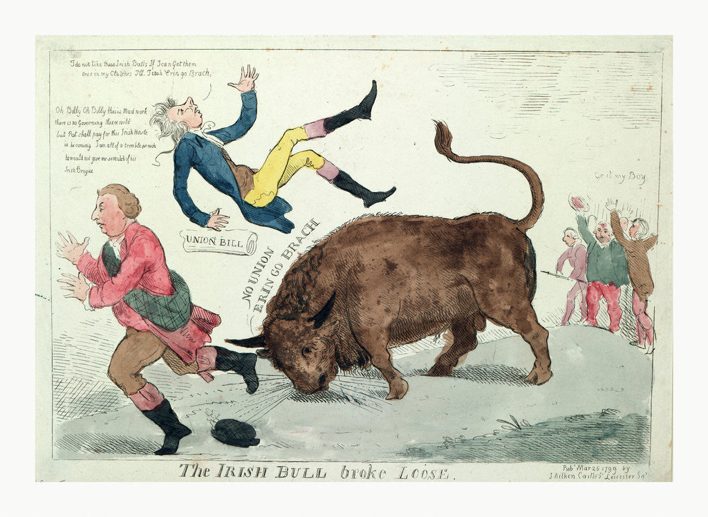 Detail of The Irish bull broke loose by Isaac Cruikshank