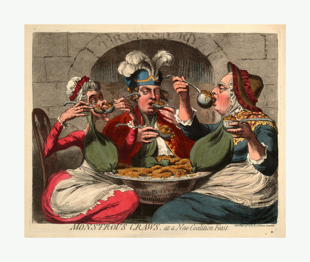 Detail of Monstrous craws, at a new coalition feast by Anonymous