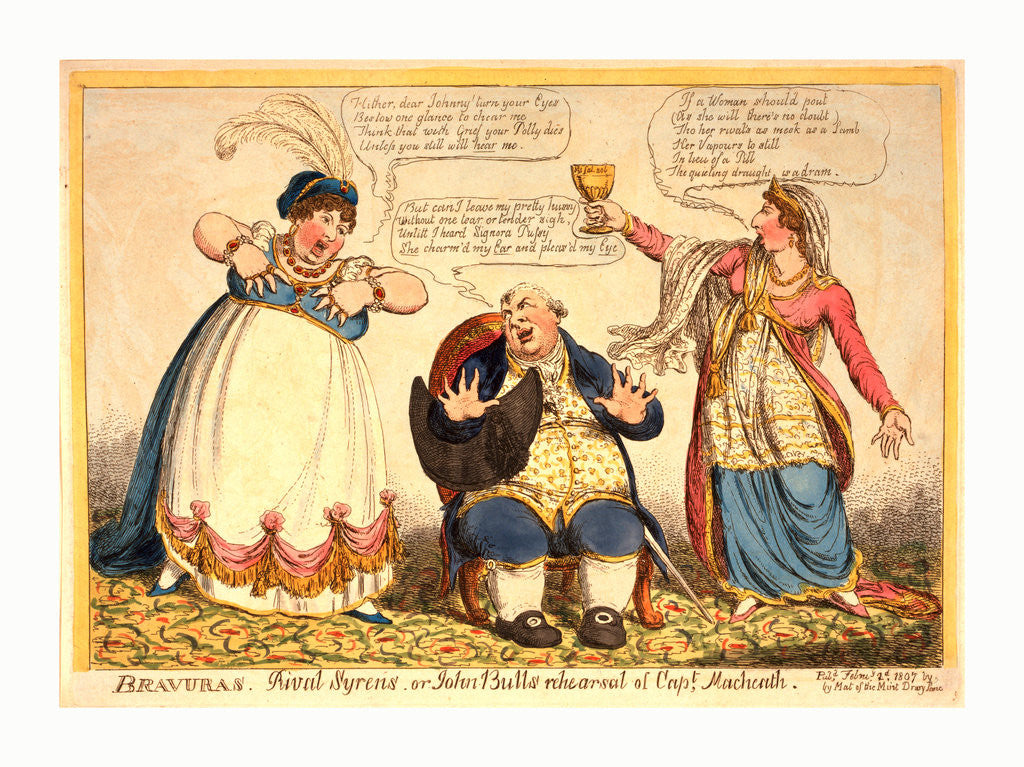 Detail of Bravuras Rival syrens or John-Bulls rehearsal of Capt. Macheath by Anonymous