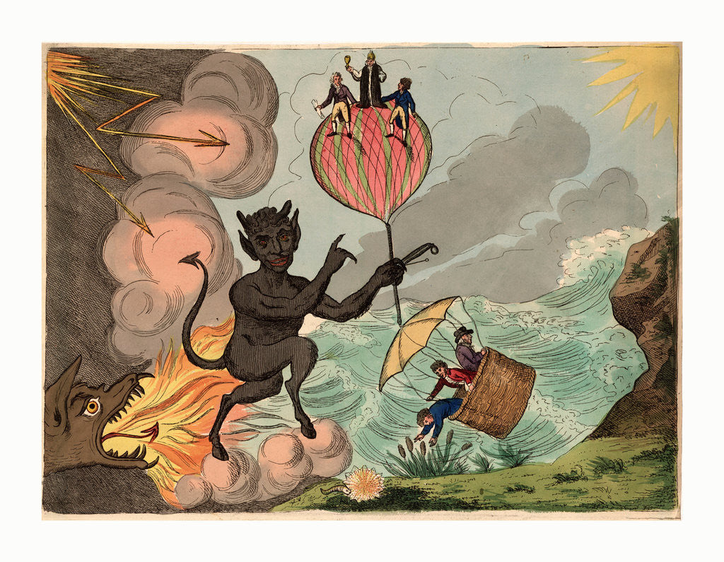 Detail of To his royal highness Fredrick Duke of York, this plate of Satan holding th prepondrence of power or Bounaparte's threat, is most humbly by Anonymous