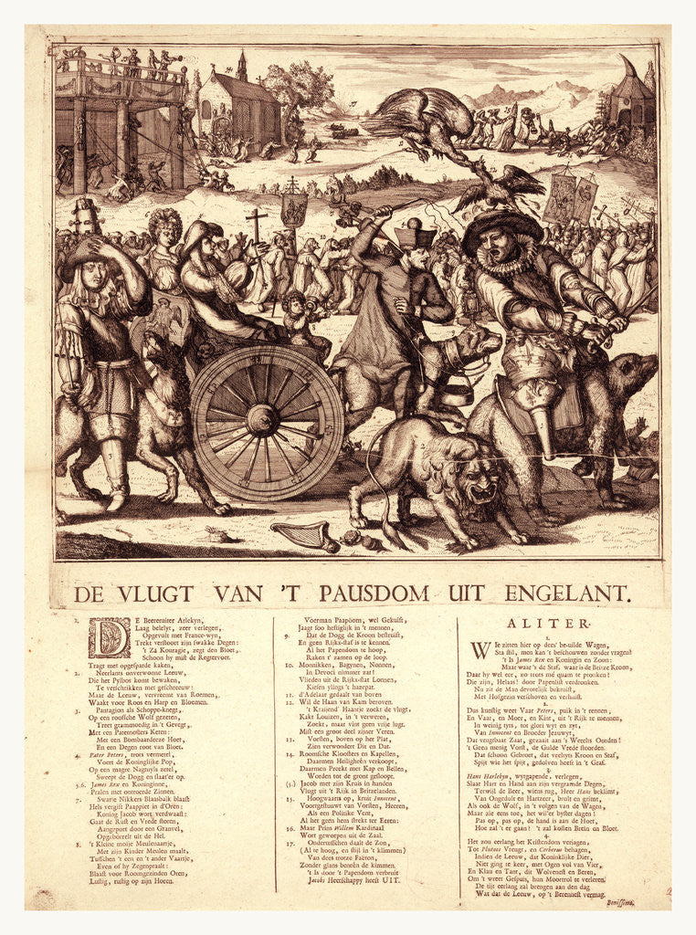 Detail of De vlugt van 't pausdom uit Engelant by Romeyn de Hooghe