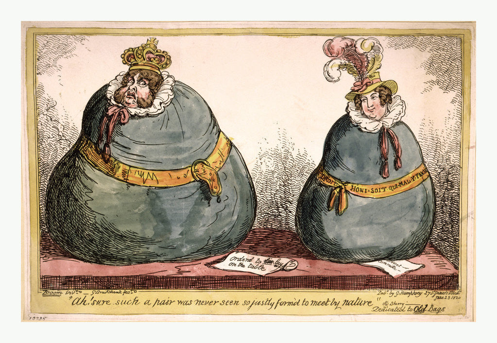 Detail of Ah! Sure such a pair was never seen so justly form'd to meet by nature Old Sherry by George Cruikshank