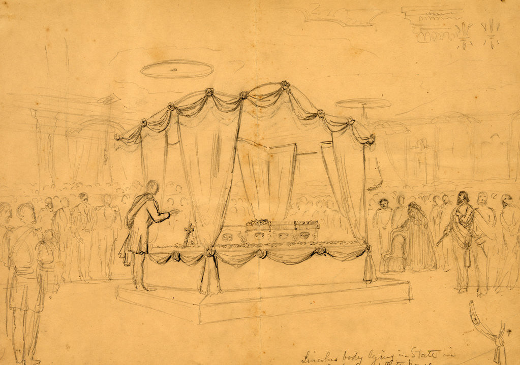 Detail of Lincoln's body lying in state in the East room White house by Anonymous