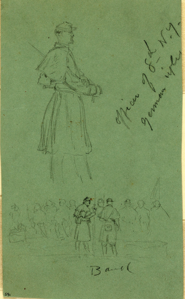 Detail of Officer of 8th N.Y. German rifles and Band by Anonymous