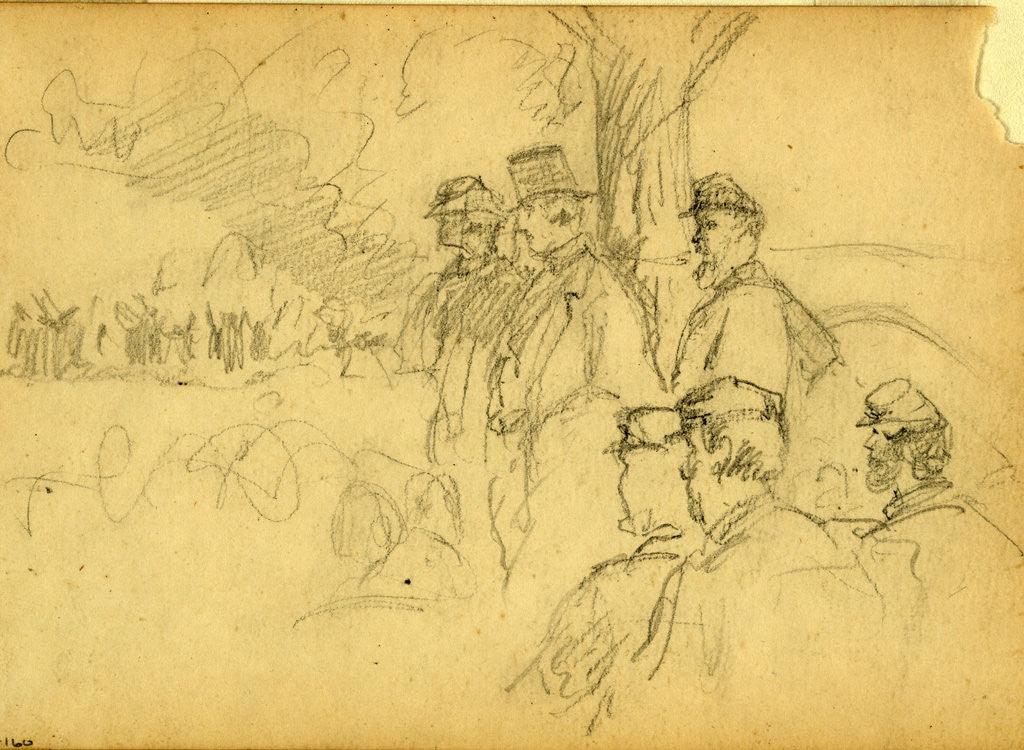 Detail of Officers and gentlemen watching a ceremony from a tree by Anonymous
