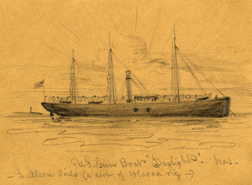 Detail of U.S. Gun Boat Daylight by Alfred R Waud