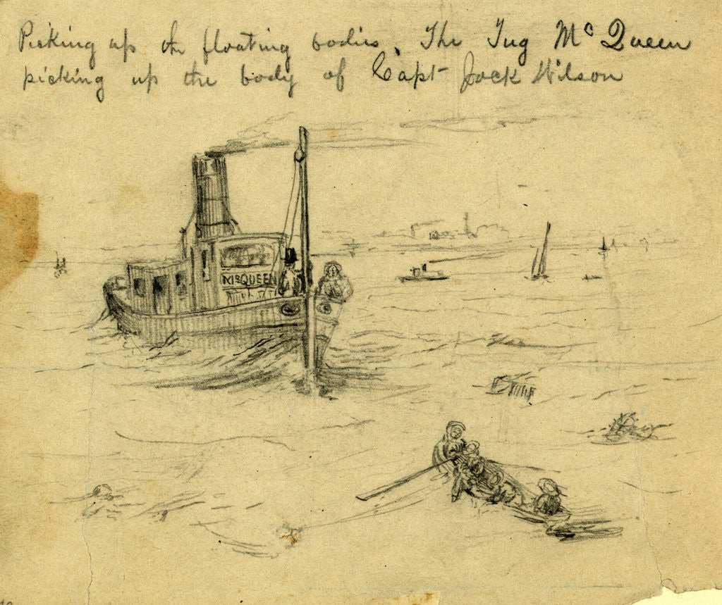 Detail of Picking up the floating bodies by Alfred R Waud