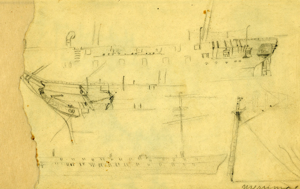 Detail of Merrimac by Alfred R Waud