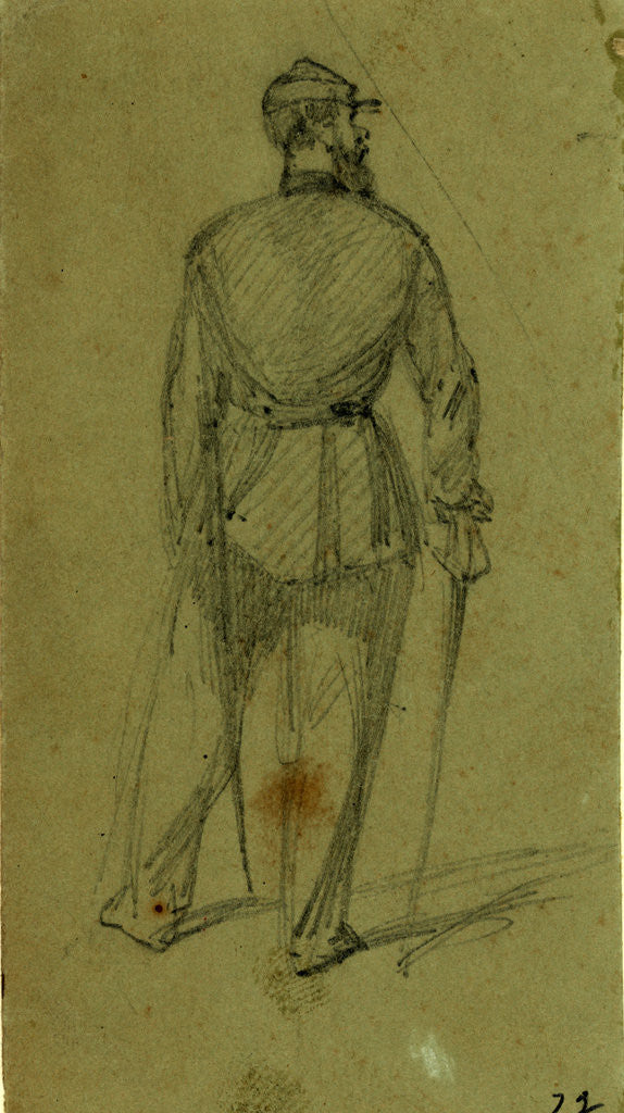 Detail of Single figure in uniform, seen from the rear by Alfred R Waud