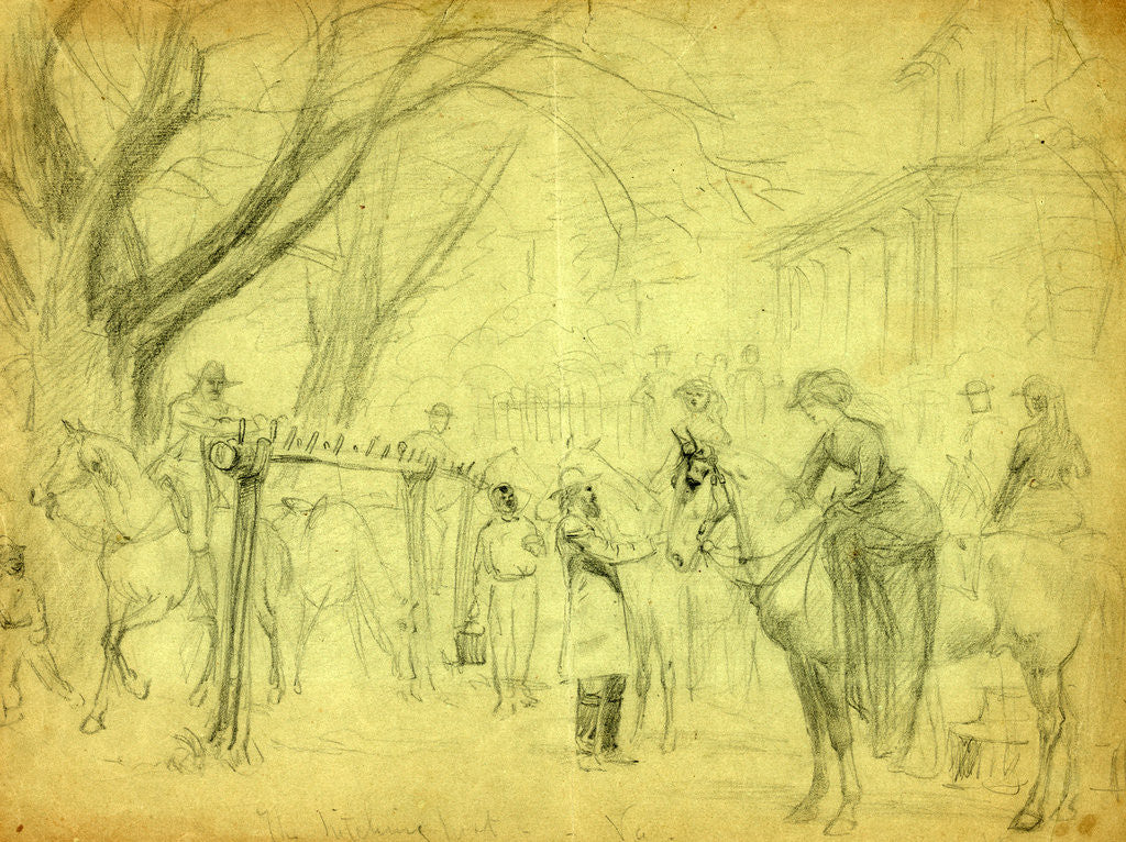 Detail of The hitching post, Va by Alfred R Waud