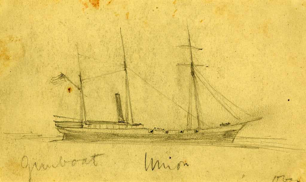 Detail of Gunboat Union by Alfred R Waud