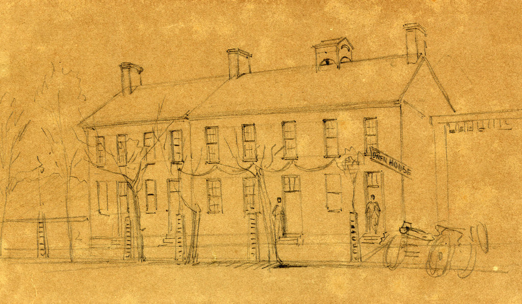 Detail of The Owen's House, Wash. D, 1865, assassination of Lincoln by Alfred R Waud