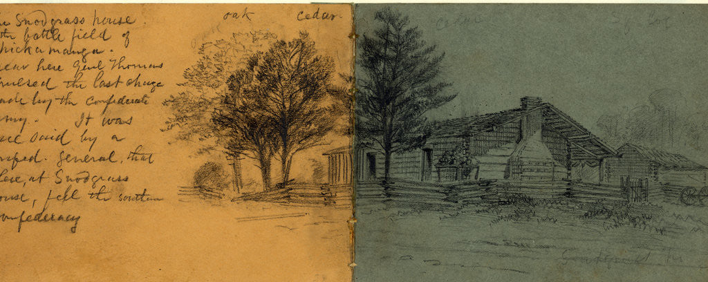 Detail of The Snodgrass House on the battlefield of Chickamauga by Alfred R Waud