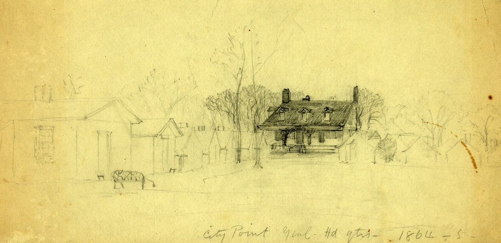 Detail of City Point Genl. Hd.qts, 1864-5, 1865 by Alfred R Waud