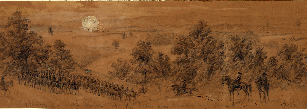 Detail of Explosion of a rebel limber at the battle near Middleburg June 21st, 1863 June 21 by Alfred R Waud