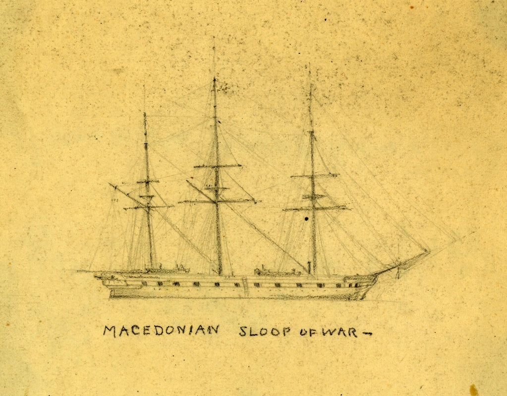 Detail of Macedonian, sloop of war by Alfred R Waud