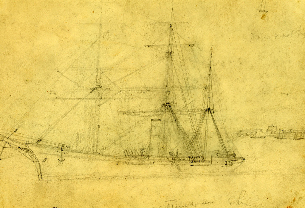 Detail of Russian ship by Alfred R Waud