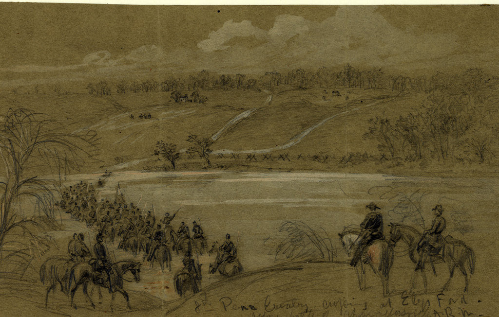 Detail of 8th Penn Cavalry, crossing at Ely's Ford, before battle of Chancellorsville, 1863 April-May by Alfred R Waud