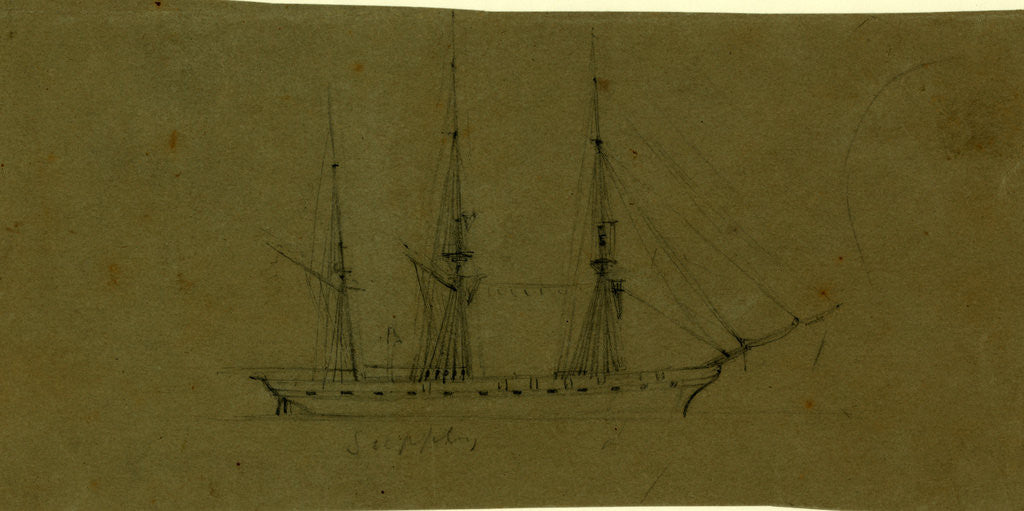 Detail of Supply, Broadside view of frigate, 1860-1865 by Alfred R Waud