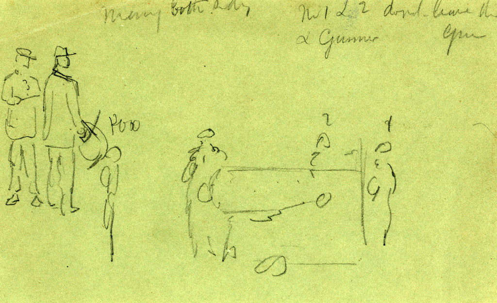 Detail of Artillery men, rough sketch of soldiers and cannon, 1860-1865 by Alfred R Waud
