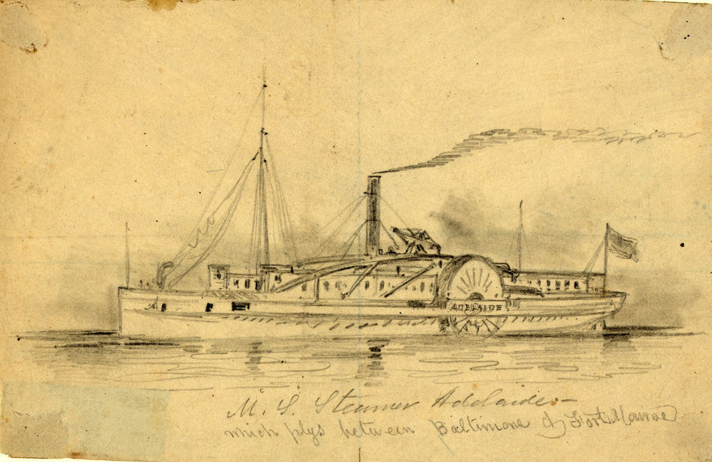 Detail of U.S. Steamer Adelaide, which plys between Baltimore & Fort Monroe by Alfred R Waud