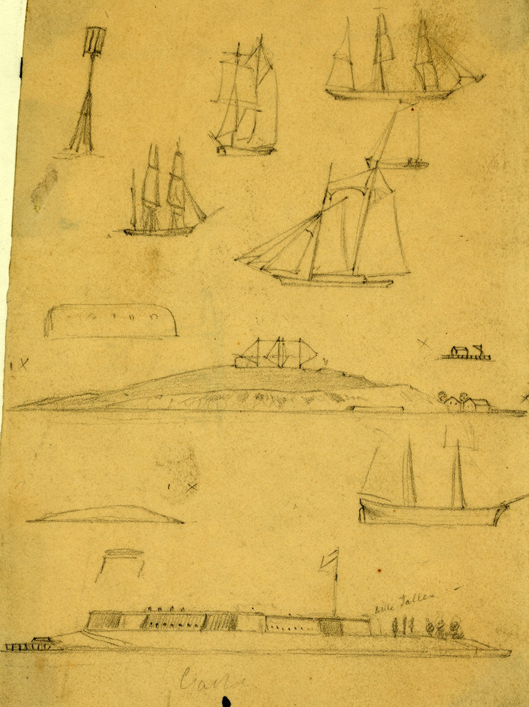 Detail of Sketches of ships and forts, 1860-1865 by Alfred R Waud