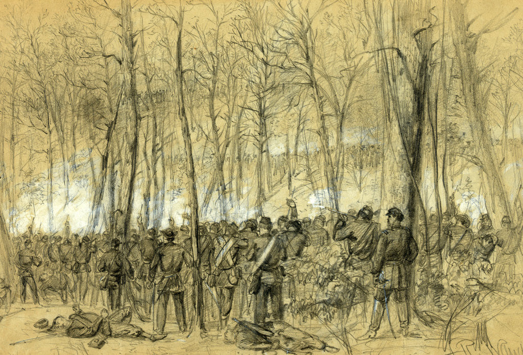 Detail of Genl. Wadsworths division in action in the Wilderness, near the spot where the General was killed, 1864 May 5-7 by Alfred R Waud