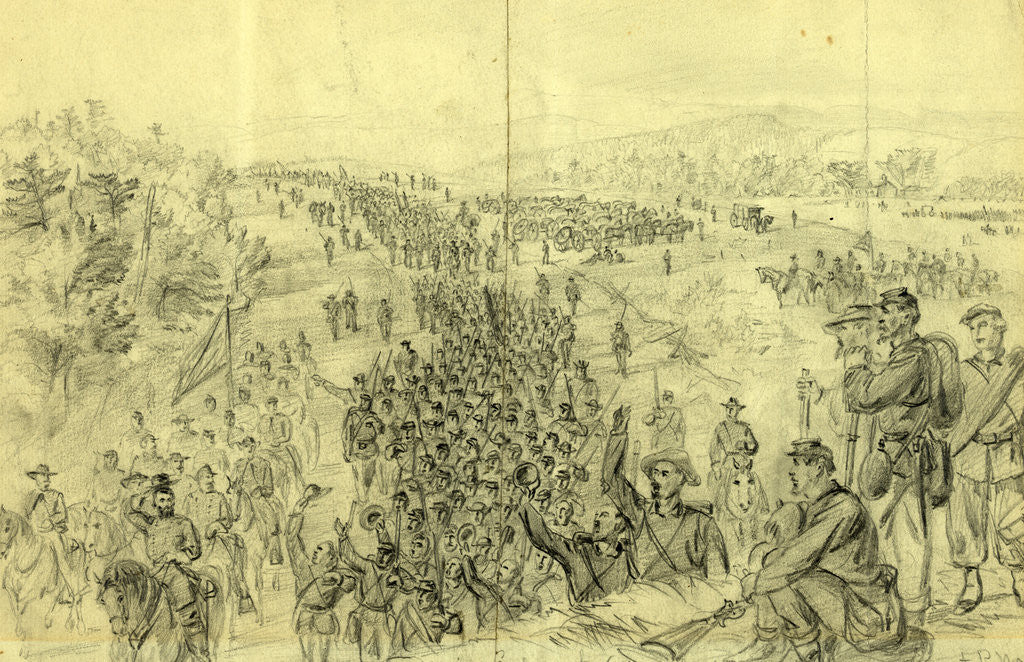 Detail of Sheridans army following Early up the Valley of the Shenandoah by Alfred R Waud